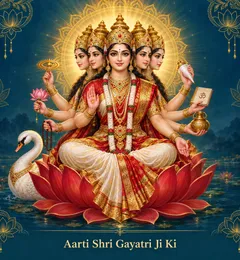 Devotional illustration accompanying Aarti Shri Gayatri Ji Ki