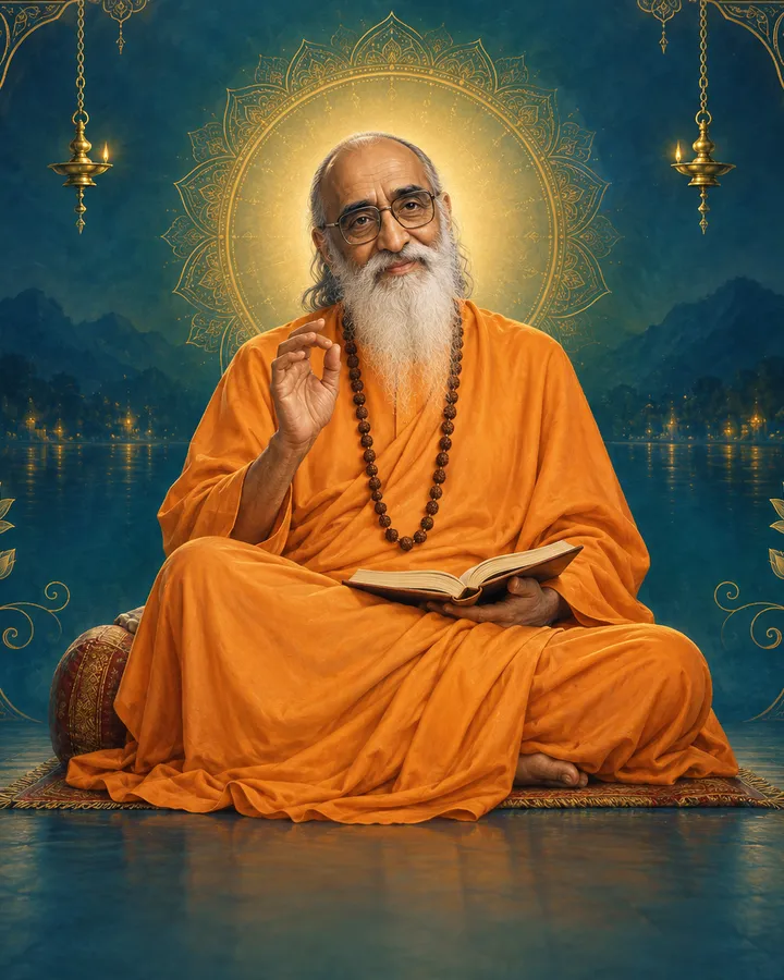 Devotional depiction of Chinmayananda
