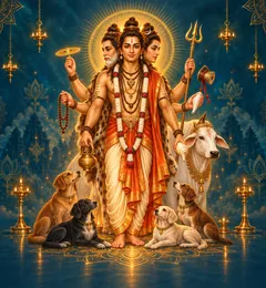 Devotional depiction of Dattatreya