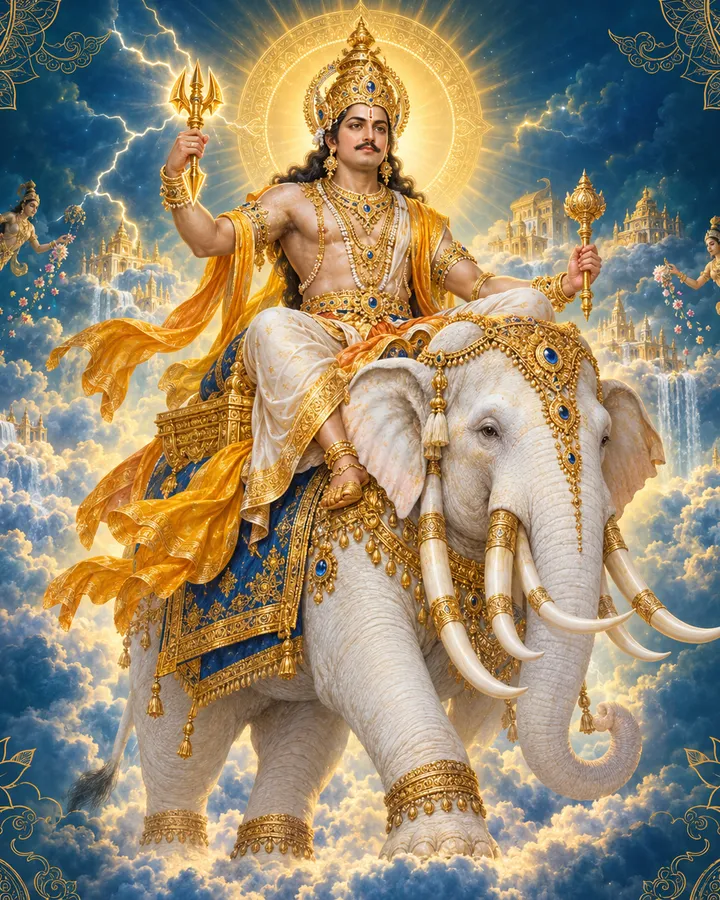 Devotional depiction of Indra