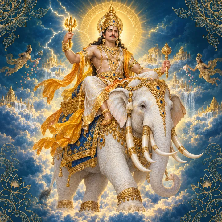 Devotional depiction of Indra