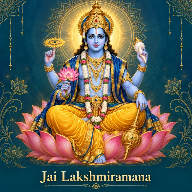 Devotional illustration accompanying Jai Lakshmiramana