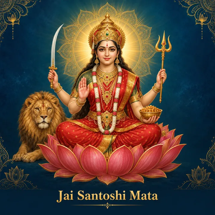 Devotional illustration accompanying Jai Santoshi Mata