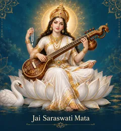 Devotional illustration accompanying Jai Saraswati Mata