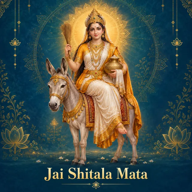 Devotional illustration accompanying Jai Shitala Mata
