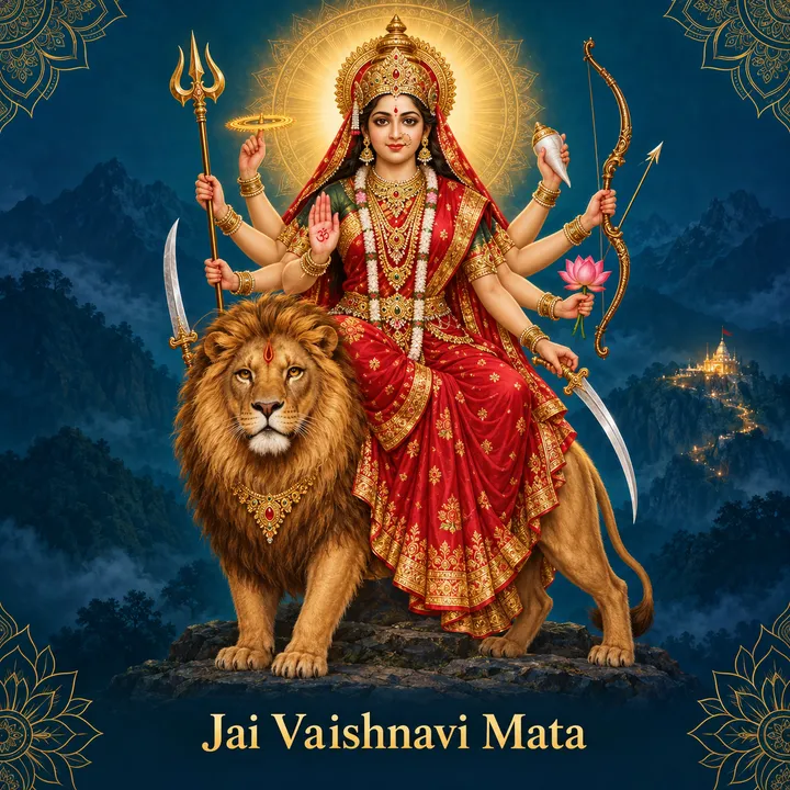 Devotional illustration accompanying Jai Vaishnavi Mata