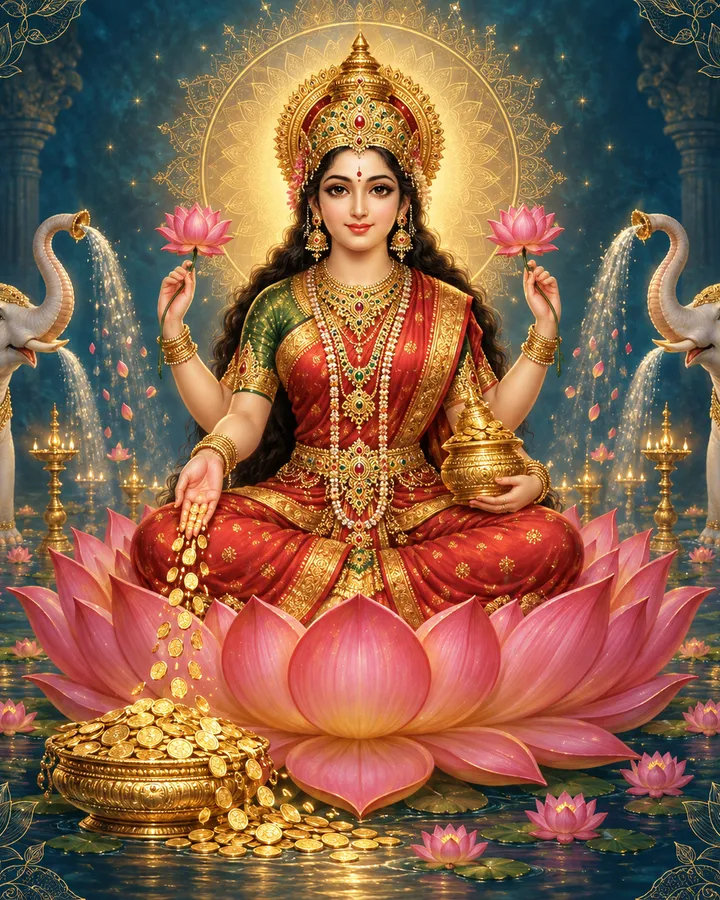 Devotional depiction of Lakshmi