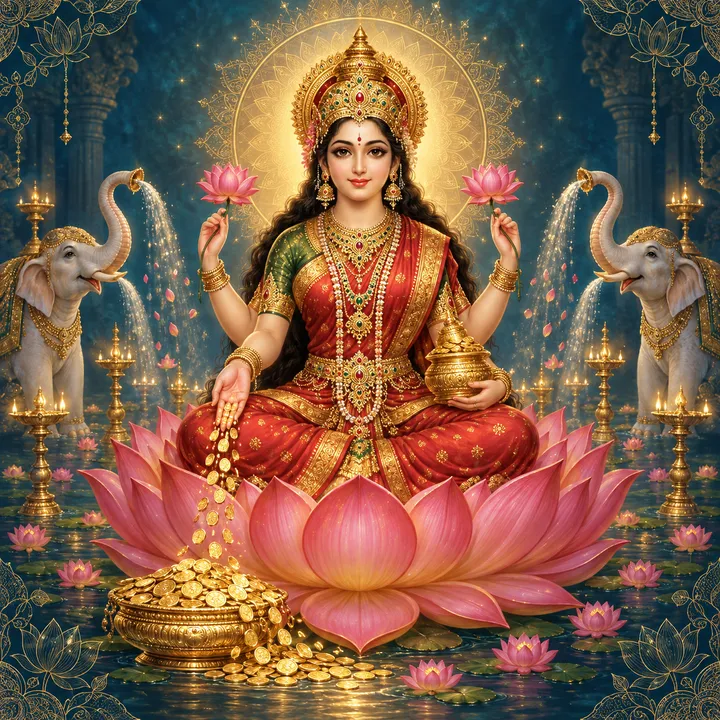 Devotional depiction of Lakshmi
