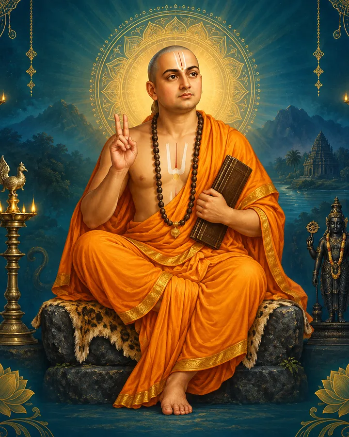 Devotional depiction of Madhvacharya