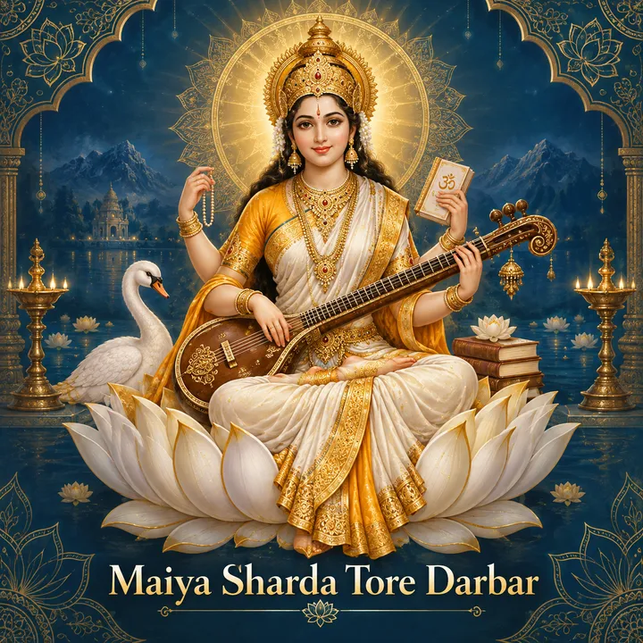 Devotional illustration accompanying Maiya Sharda Tore Darbar