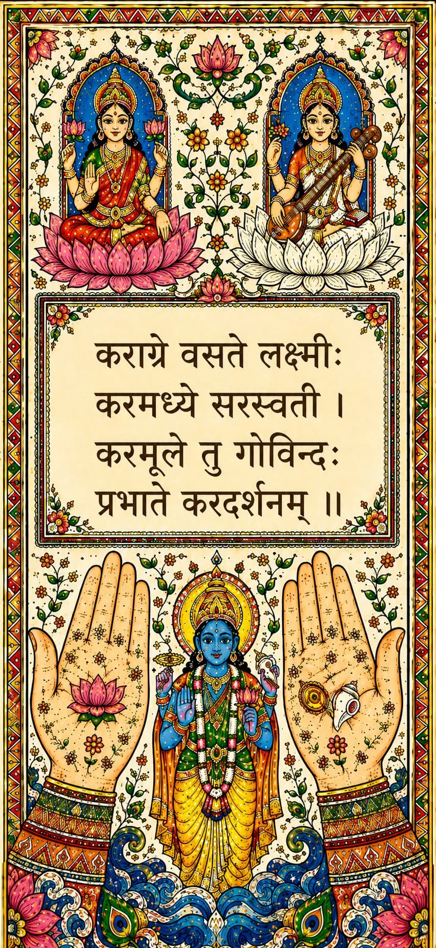 Devotional wallpaper — Karagre Vasate Lakshmi mantra