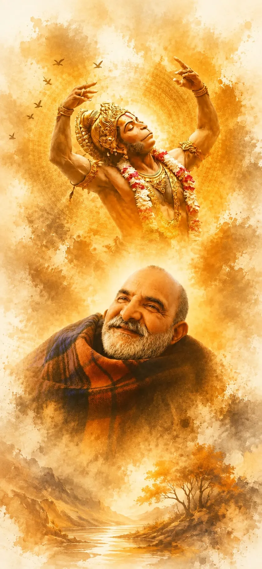 Devotional wallpaper of Neem Karoli Baba
