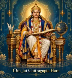 Devotional illustration accompanying Om Jai Chitragupta Hare