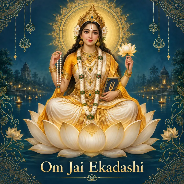 Devotional illustration accompanying Om Jai Ekadashi