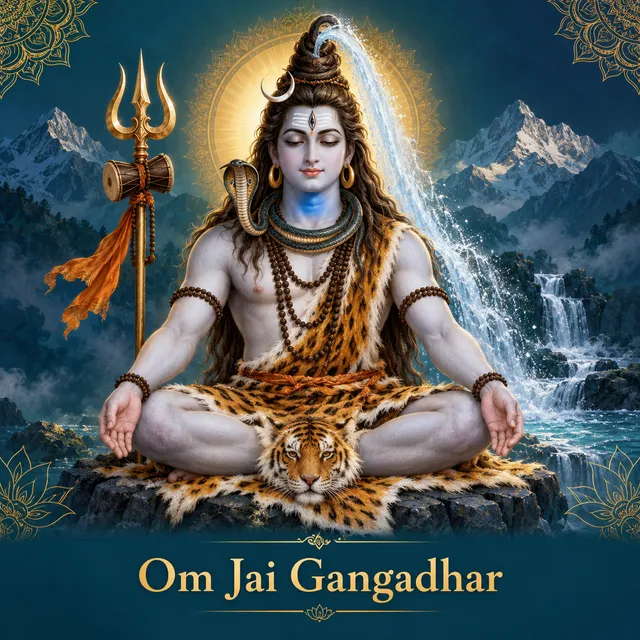 Devotional illustration accompanying Om Jai Gangadhar