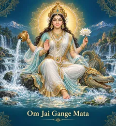 Devotional illustration accompanying Om Jai Gange Mata