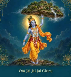 Devotional illustration accompanying Om Jai Jai Jai Giriraj