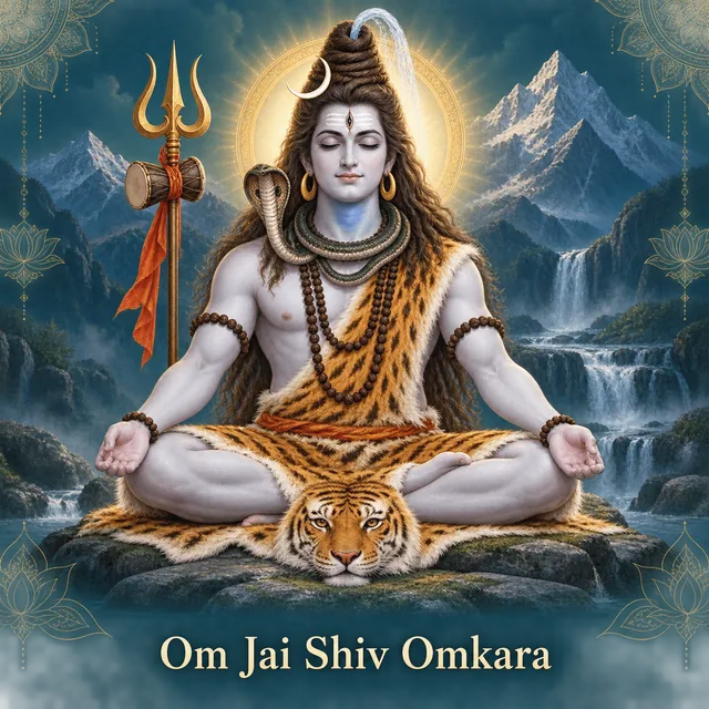 Devotional illustration accompanying Om Jai Shiv Omkara