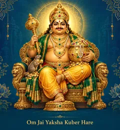 Devotional illustration accompanying Om Jai Yaksha Kuber Hare