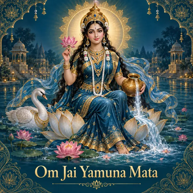 Devotional illustration accompanying Om Jai Yamuna Mata