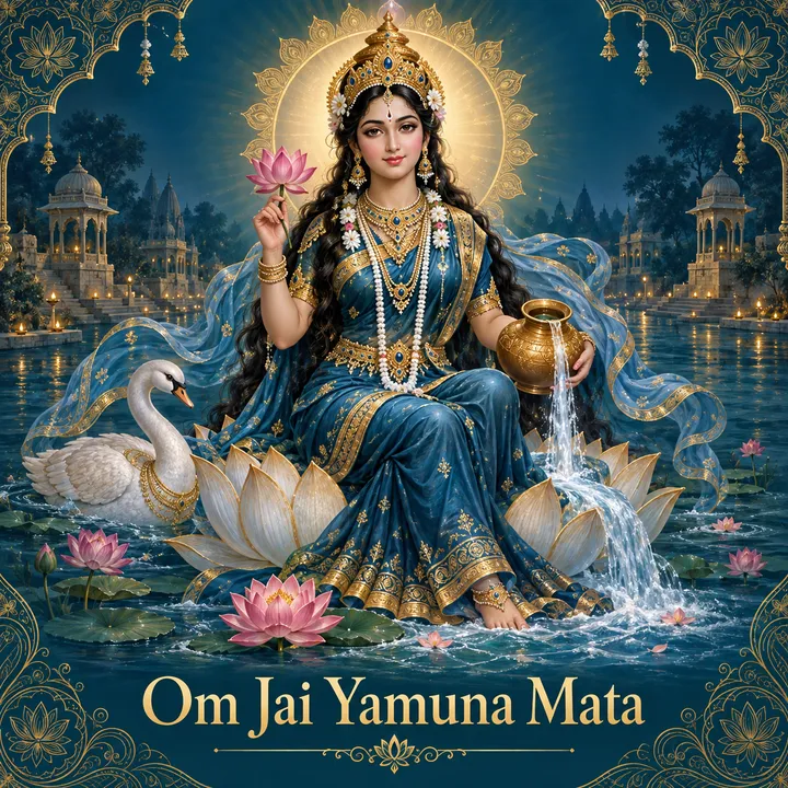 Devotional illustration accompanying Om Jai Yamuna Mata