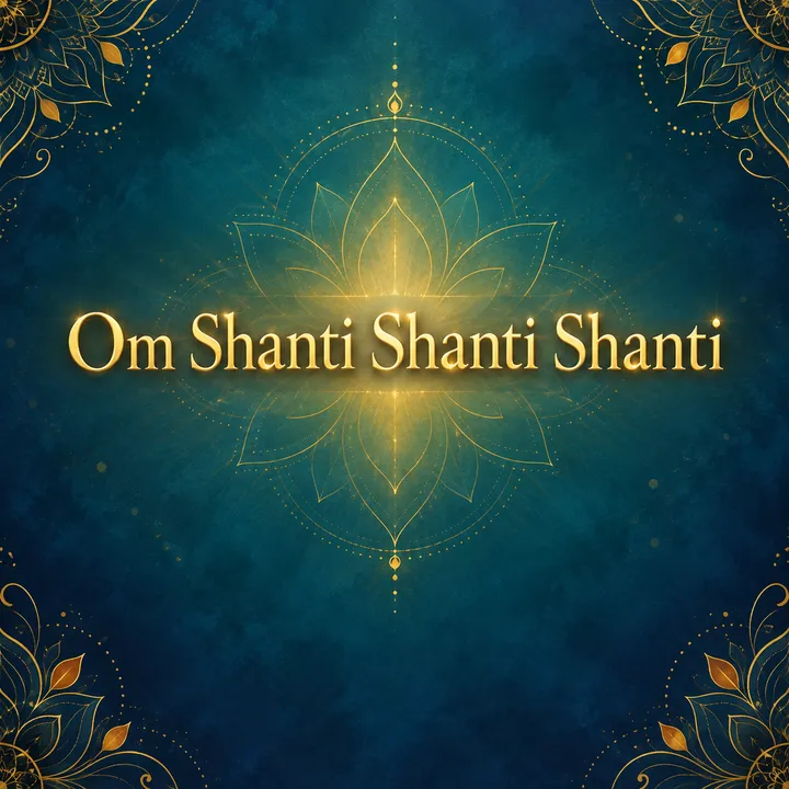 Devotional illustration accompanying Om Shanti Shanti Shanti