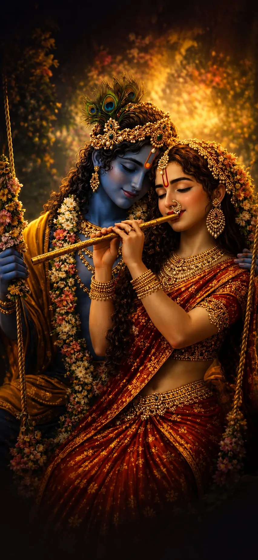 Devotional wallpaper of Radha and Krishna