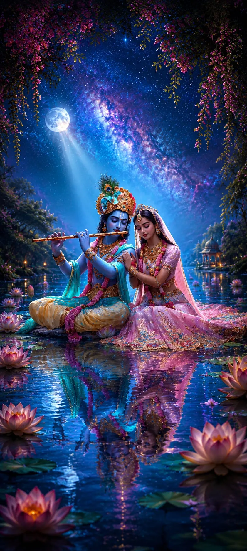 Devotional wallpaper of Radha and Krishna