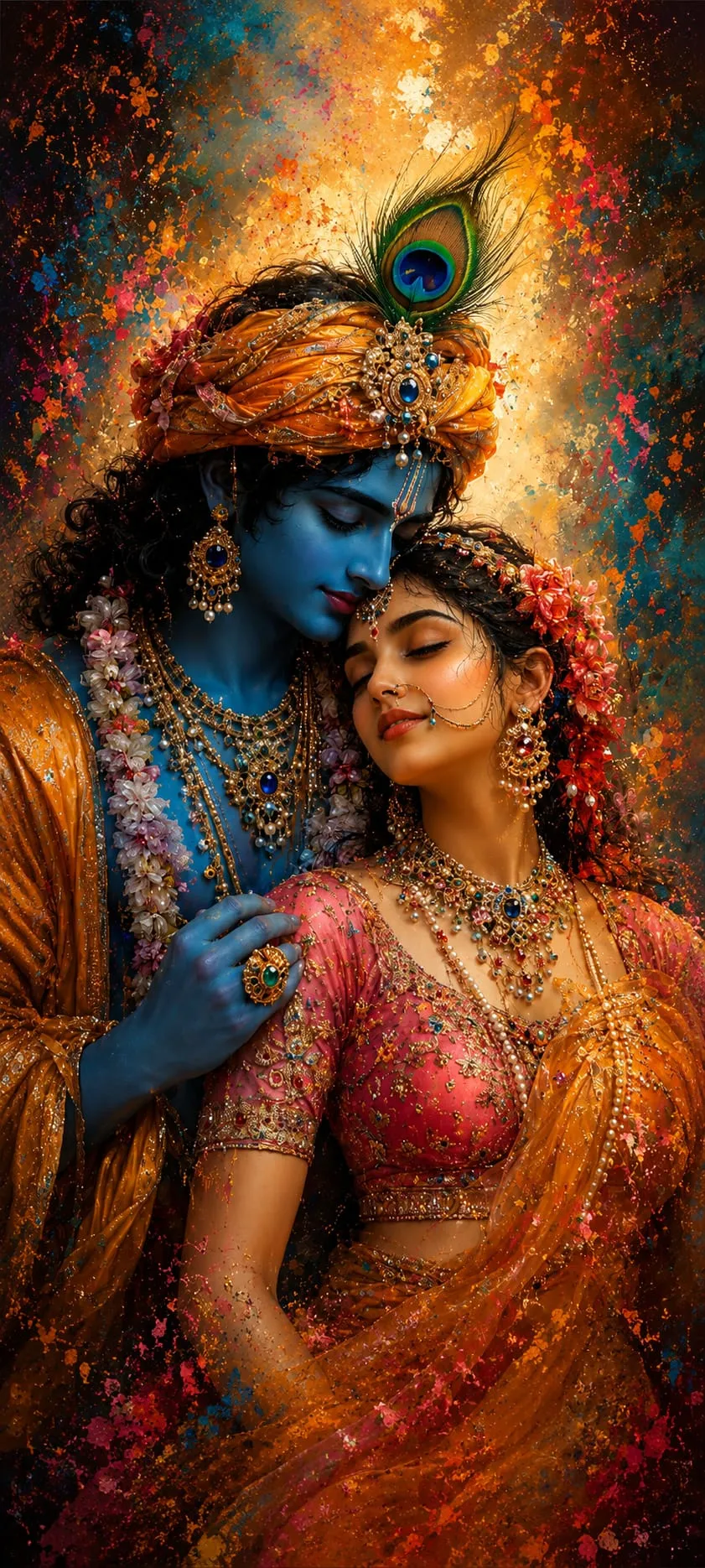 Devotional wallpaper of Radha and Krishna