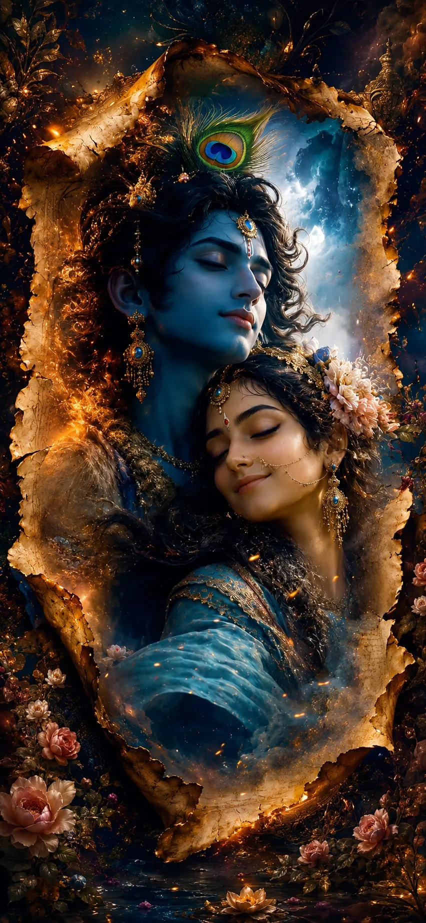 Devotional wallpaper of Radha and Krishna