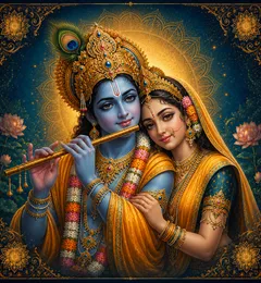 Traditional devotional depiction of Radha and Krishna together