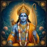 Traditional devotional depiction of Ram, holding his bow, the Kodanda