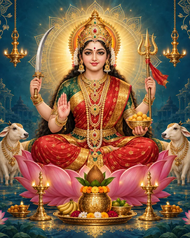 Devotional depiction of Santoshi Mata
