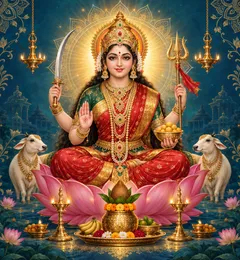 Devotional depiction of Santoshi Mata