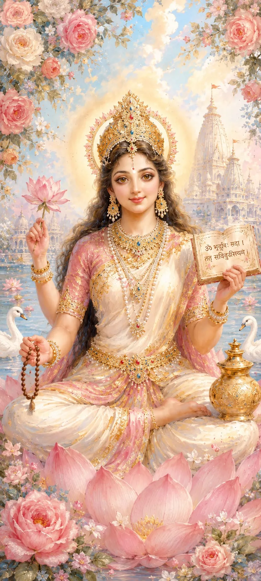 Devotional wallpaper of Saraswati