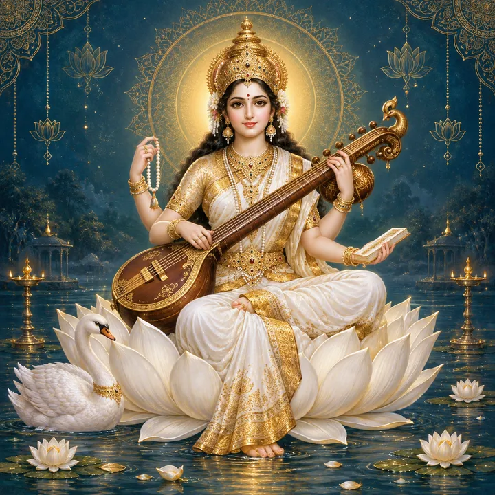 Devotional depiction of Saraswati