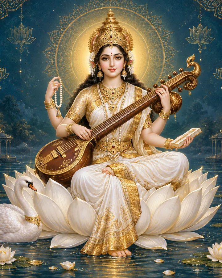 Devotional depiction of Saraswati