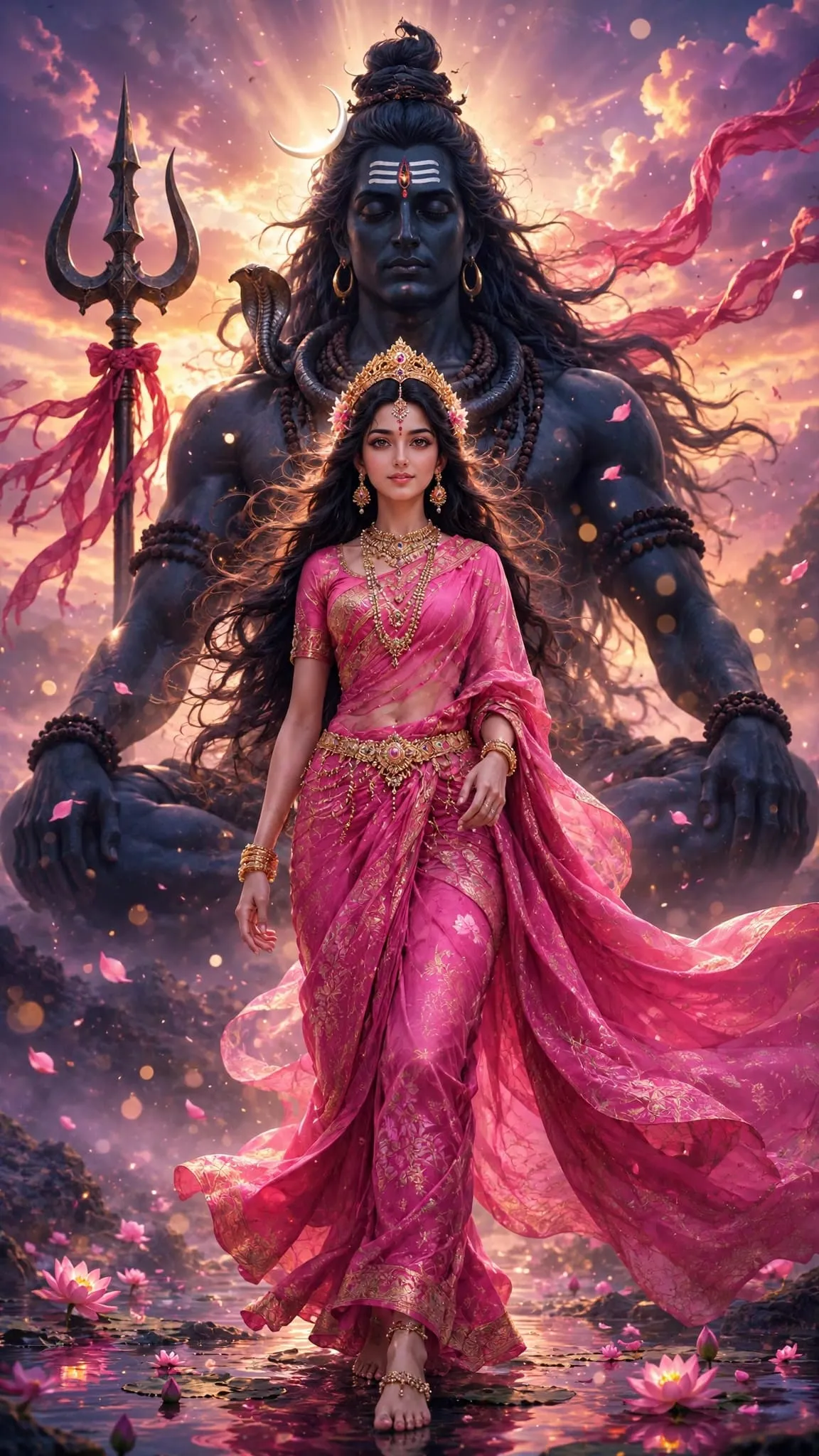Devotional video wallpaper of Shiv and Parvati