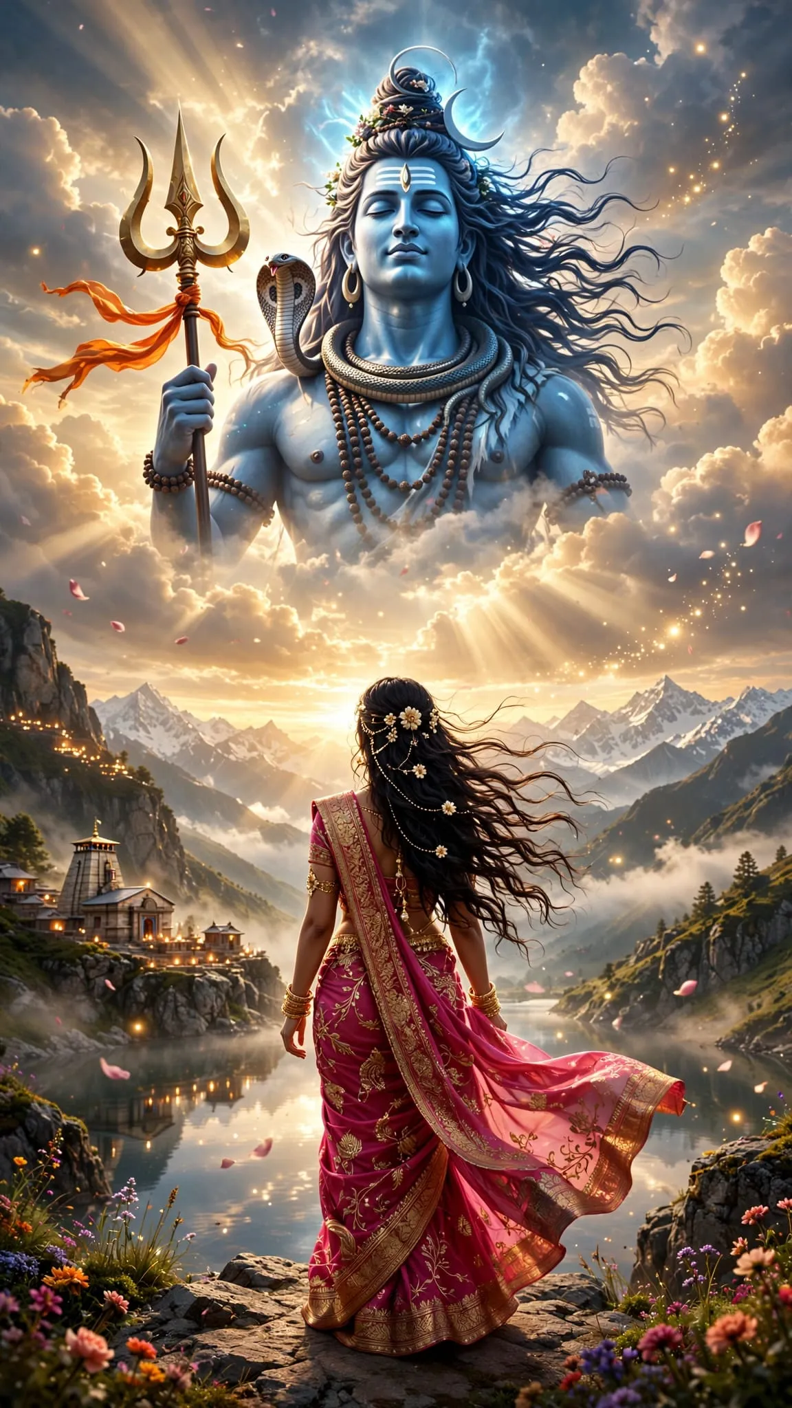 Devotional video wallpaper of Shiv and Parvati