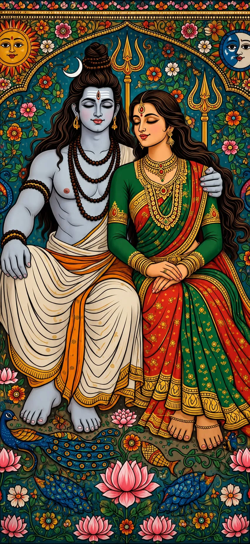 Devotional wallpaper of Shiv and Parvati