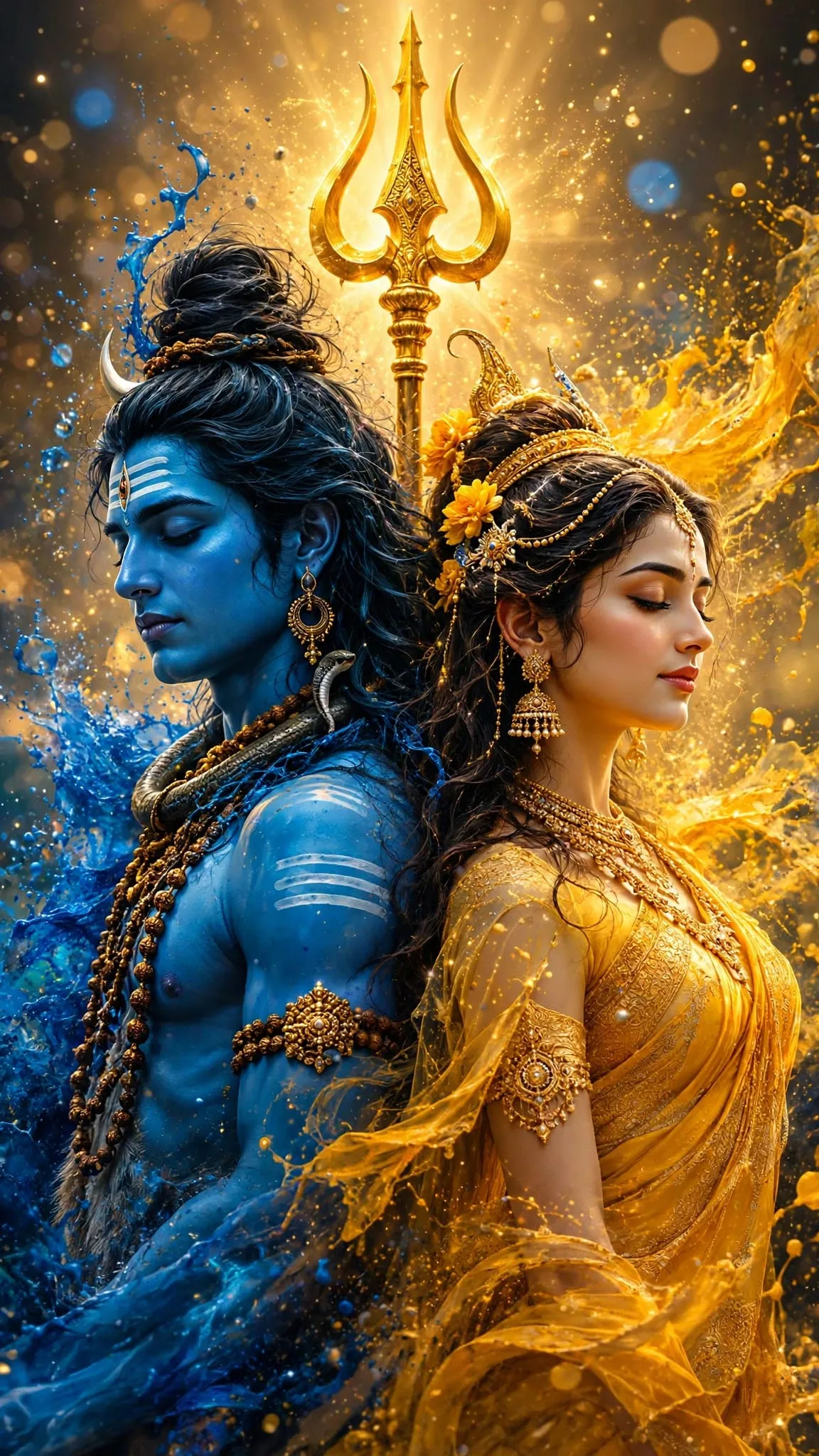 Devotional video wallpaper of Shiv and Parvati