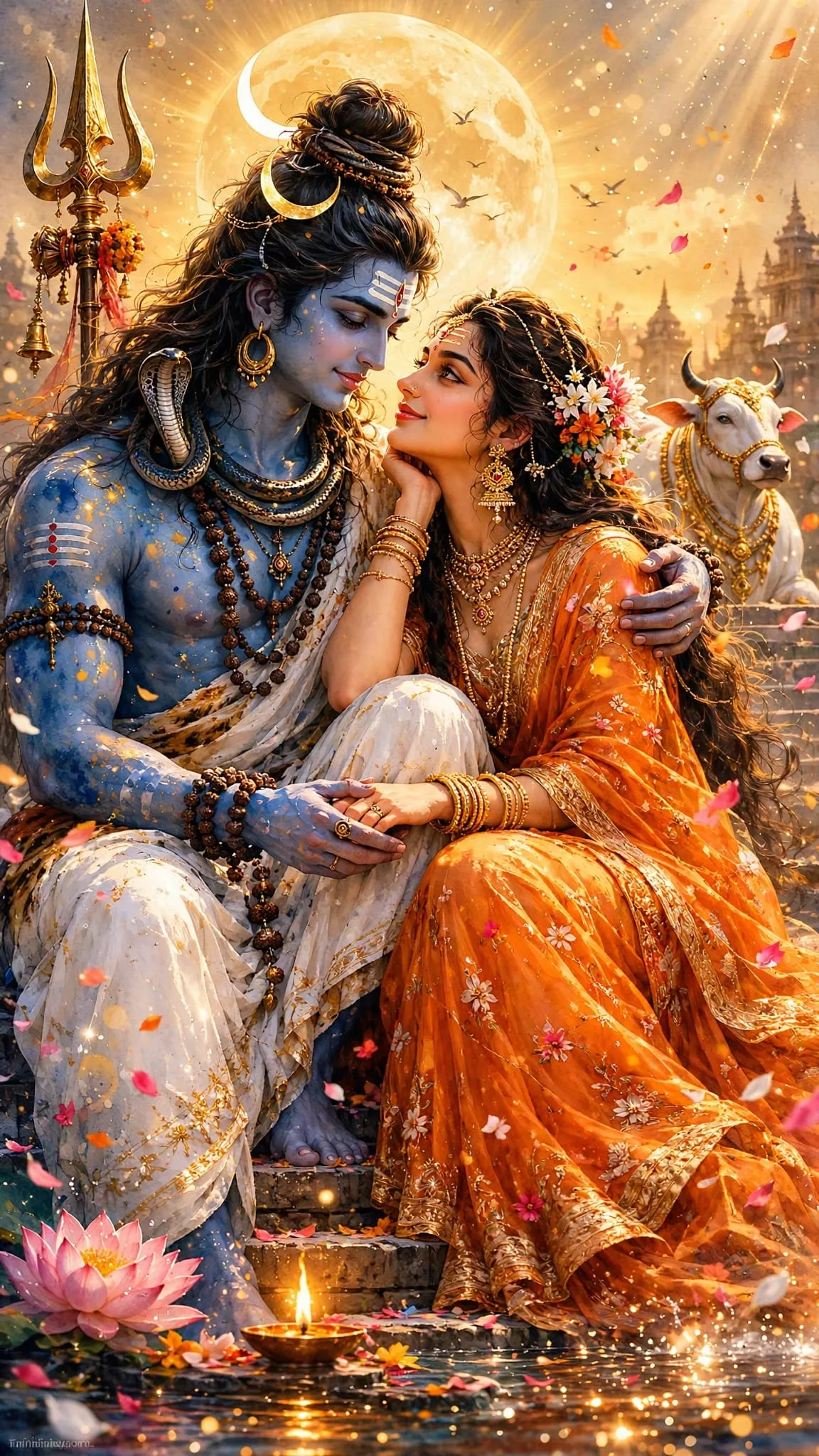 Devotional video wallpaper of Shiv and Parvati