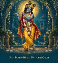 Devotional illustration accompanying Shri Banke Bihari Teri Aarti Gaun