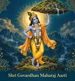 Devotional illustration accompanying Shri Govardhan Maharaj Aarti