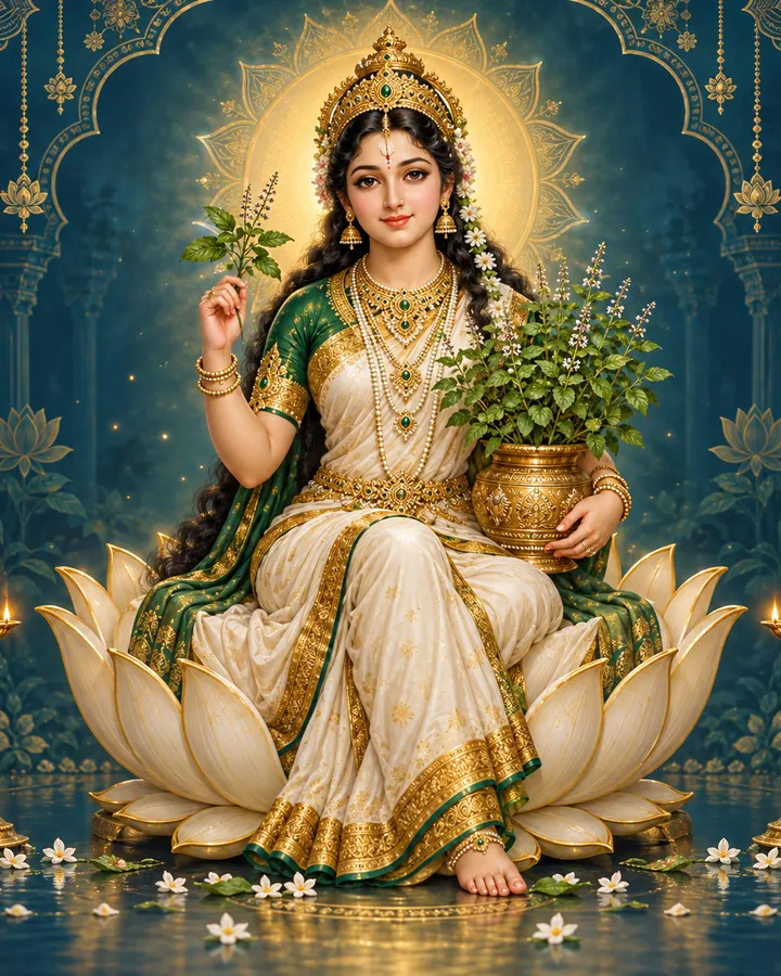 Devotional depiction of Tulsi