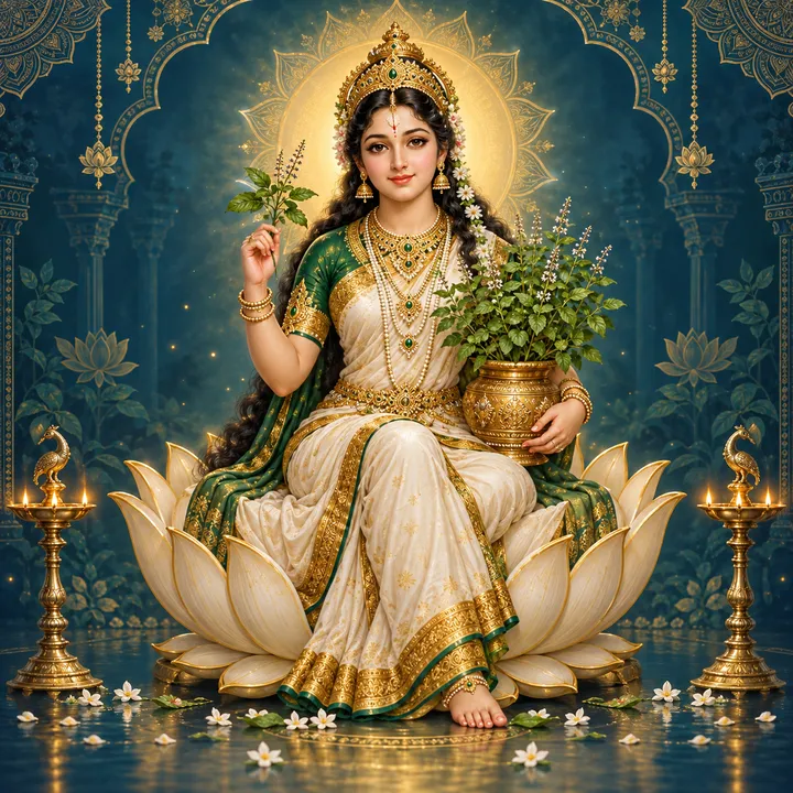 Devotional depiction of Tulsi