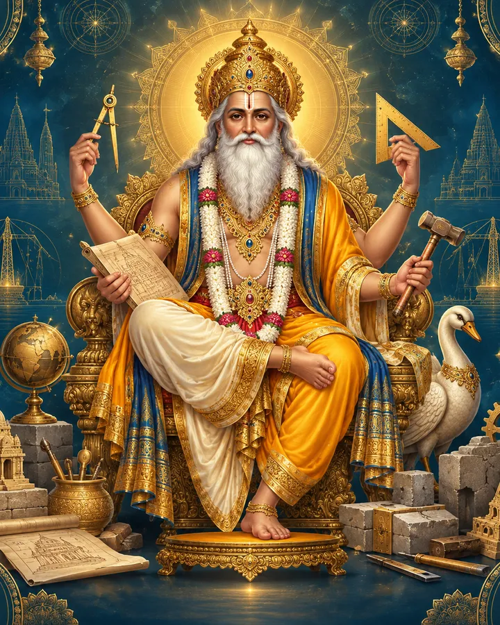 Devotional depiction of Vishwakarma