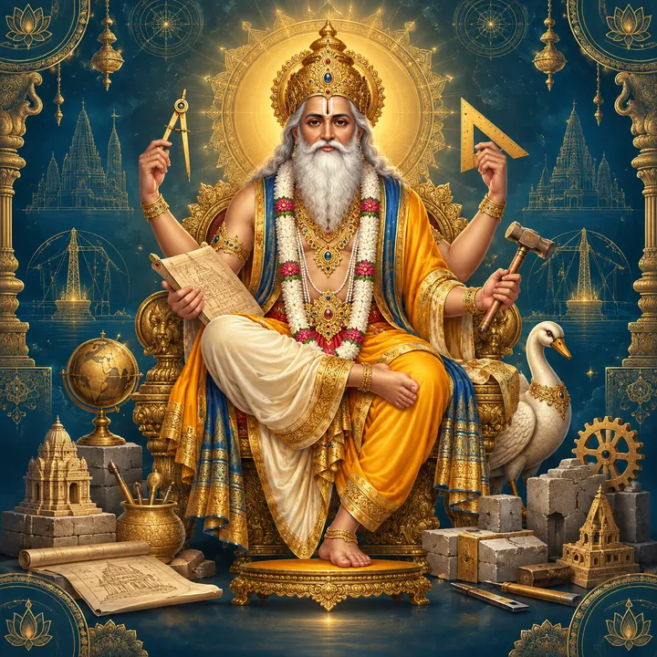 Devotional depiction of Vishwakarma