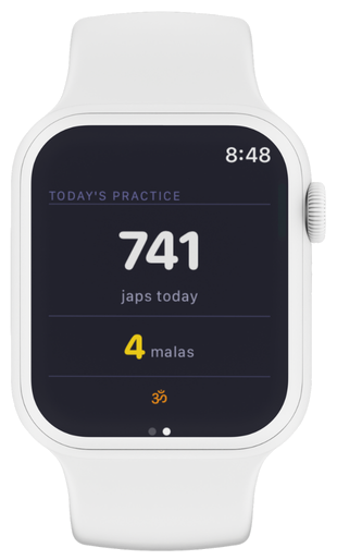 Jaap Daily on Apple Watch — Today's Practice showing 741 japs and 4 malas