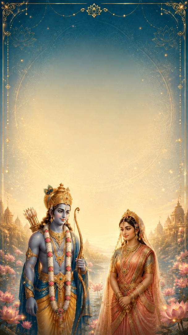 Shri Ram devotional wallpaper — serene divine king with bow